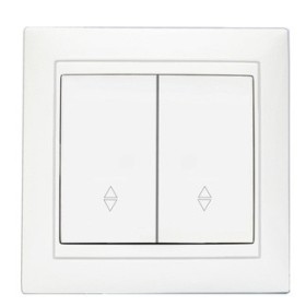 Двокнопковий прохідний вимикач Elcor Emily 9215 (211591) (білий)