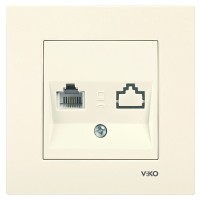 Розетка компьютерная одинарная (RJ45, Cat 6), кремовая, Karre