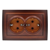 Розетка ELBI ZENA Woodline червоне дерево 2-на з заземленням ( 500-012900-907 )