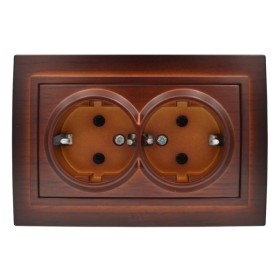 Розетка ELBI ZENA Woodline красное дерево 2-я с заземлением ( 500-012900-907 )