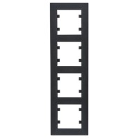 Вертикальная четырехместная рамка Hager WL5643 Lumina-Intense 4X (черная)