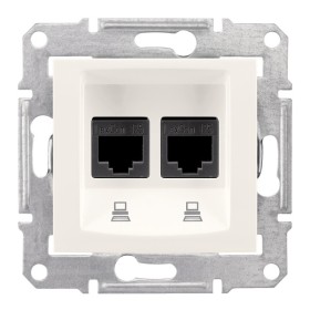 Комп'ютерна розетка RJ45 подвійна UTP cat.6 Schneider Electric Sedna слонова кістка (SDN4800123)