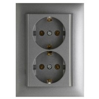 Двойная розетка Шуко Logus 90331 TAL 250В/16A (алюминий)