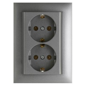 Двойная розетка Шуко Logus 90331 TAL 250В/16A (алюминий)