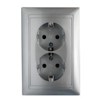 Подвійна розетка Elcor Emily 9215 (211572) із заземленням (сірий металік)