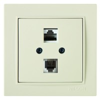 Розетка Nilson Thor кремовая телефонная 2-на RJ11 (27121041)