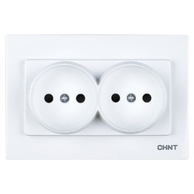 Розетка 2-местная Chint NEW3 белая (715397)