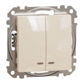 Двоклавішний вимикач Schneider Electric Sedna Design & Elements з підсвіткою бежевий SDD112105L