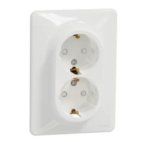 Двойная розетка Schneider Electric Sedna Design с заземлением и шторками белая SDD311221