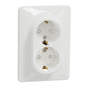 Двойная розетка Schneider Electric Sedna Design с заземлением и шторками белая SDD311221
