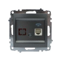 Розетка ELBI ZENA Silverline черный металлик телефонная без рамки ( 609-011100-221 )