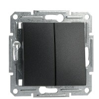 Переключатель 2-клавишный без рамки антрацит Asfora, EPH0600171