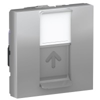 Одинарна комп'ютерна розетка Schneider Electric NU341730 RJ45 cat.6 STP із полем для напису 2М (алюміній)