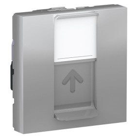 Одинарна комп'ютерна розетка Schneider Electric NU341730 RJ45 cat.6 STP із полем для напису 2М (алюміній)