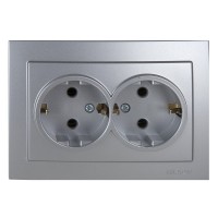 Розетка Nilson Touran срібло 2-на з заземленням ( 24131025 )