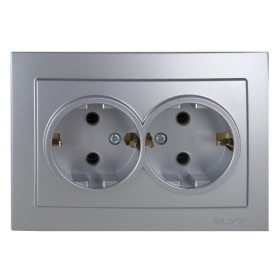 Розетка Nilson Touran срібло 2-на з заземленням ( 24131025 )