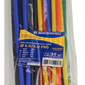 Набор разноцветных термоусадочных трубок Аско-Укрем PRO Ø 6/3 (упаковка 30 шт.)