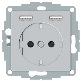 USB розетка Schuko Schneider Electric Merten System M MTN2366-0460 2 USB (алюміній)