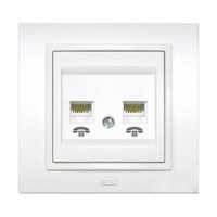 Розетка ELBI ZENA белая телефонная 2-я с рамкой ( 500-010200-222 )