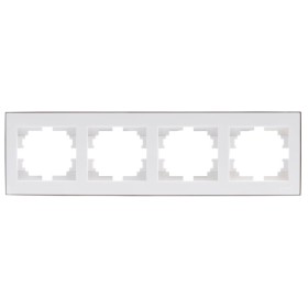 Четверной горизонтальная рамка Lezard Rain (703-0225-149) с боковой вставкой хром (белая)