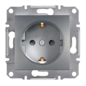 Розетка одинарная с защ.шторками без рамки сталь Asfora, EPH2900262