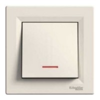 Выключатель кнопочный 1-клавишный с подсветкой кремовый Asfora, EPH1600123