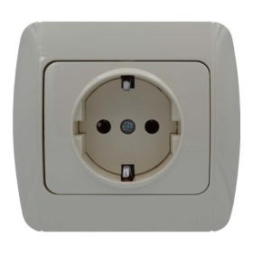 Розетка ELBI ZIRVE Fixline кремовая 1-я с заземлением (501-010301-217)