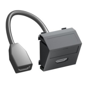 Кутова HDMI розетка OBO Bettermann modul 45 з кабелем підключення чорно-сіра (6104841)