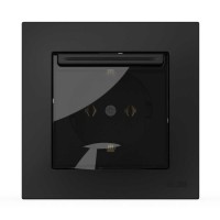 Розетка EL-BI VEGA черный мат 1-я с заземлением с крышкой ( 510-014800-218 )