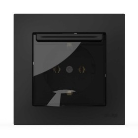 Розетка EL-BI VEGA черный мат 1-я с заземлением с крышкой ( 510-014800-218 )