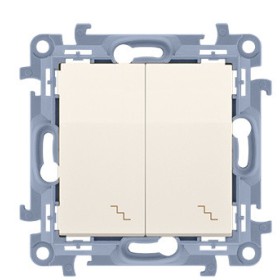 Двокнопковий прохідний вимикач Kontakt Simon Simon 10 CW6/2L.01/41 з підсвічуванням (кремовий)