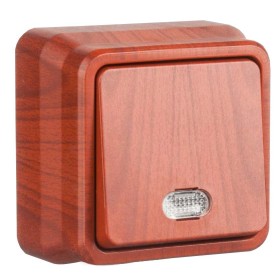 Одноклавишный выключатель Gunsan 1052400100102 Misya с подсветкой (черешня)