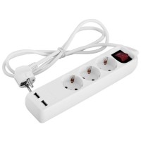 Удлинитель E.Next e.es.3.1.5.zsb2.usb 3 гнезда 1.5м с USB-зарядкой и выключателем (s042129)