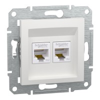 Компьютерная розетка RJ45 двойная UTP cat.5e Schneider Electric Asfora без рамки белая (EPH4470121)