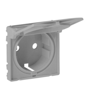 Панель розетки с з/к крышкой и шторками Legrand Valena Life алюминий