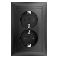 Двухместная розетка Elcor Emily 9215 (211646) с заземлением (черная)