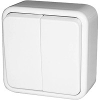 Двоклавішний вимикач E.Next e.touch.1112.w.blister для зовнішнього монтажу білий (p043003)