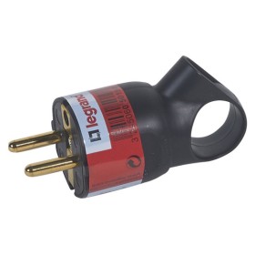 Чорна штепсельна вилка з кільцем Legrand 2К+З