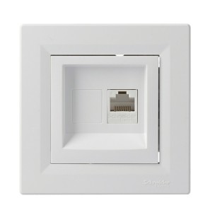 Розетка компьютерная одинарная RJ45 кат.6 UTP белая Asfora, EPH4700121