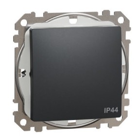 Одноклавішний перемикач Schneider Electric Sedna Design & Elements з кришкою IP44 чорний SDD214106