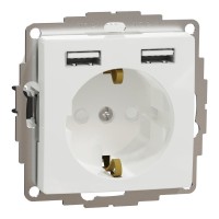 Розетка Schneider Electric Sedna Design & Elements з заземленням та 2 USB тип А біла SDD111052