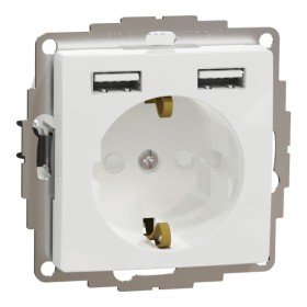 Розетка Schneider Electric Sedna Design & Elements с заземлением та 2 USB тип А белая SDD111052