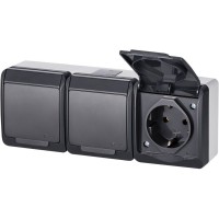 Розетка Elektro Plast 0326-7 Hermes 3 IP44 антрацит