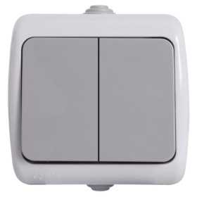 Двухклавишный выключатель E.Next e.aqua.1112.grg наружный монтаж IP44 серый (s035062)