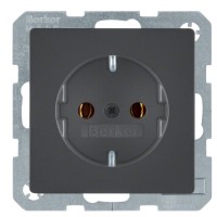 Розетка із з/к антрацит Berker Q.х