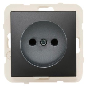 Одинарная розетка без з/к Logus 21121 TPM 16А 250В (черная матовая)