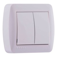 Выключатель 2-клавишный белый Demet, Lezard