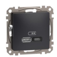Розетка USB Schneider Electric Sedna Design & Elements A+C 3A 45Вт черная SDD114404