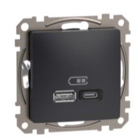 Розетка USB Schneider Electric Sedna Design & Elements A+C 3A 45Вт черная SDD114404
