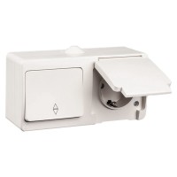 Блок выключатель проходной + розетка Gunsan Nemli